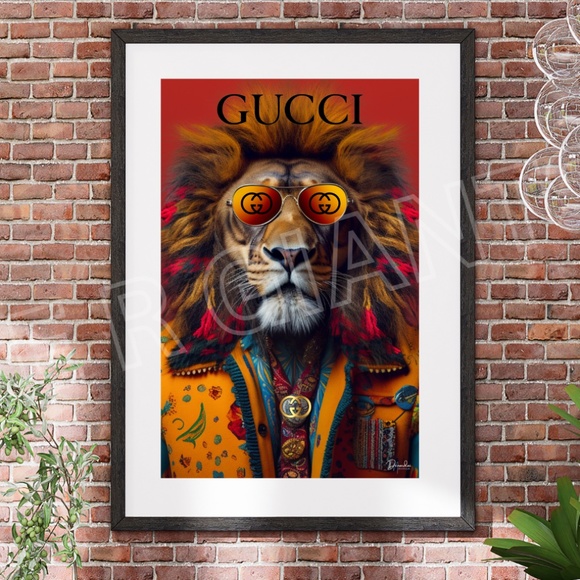 Gucci Lion King of the City Print 11 x 17 Gucci Wall Decor Fashion Art Gucci - Picture 1 of 2